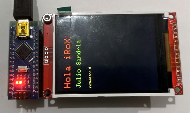 Texto en Pantalla 2.8 TFT con rotación 0.