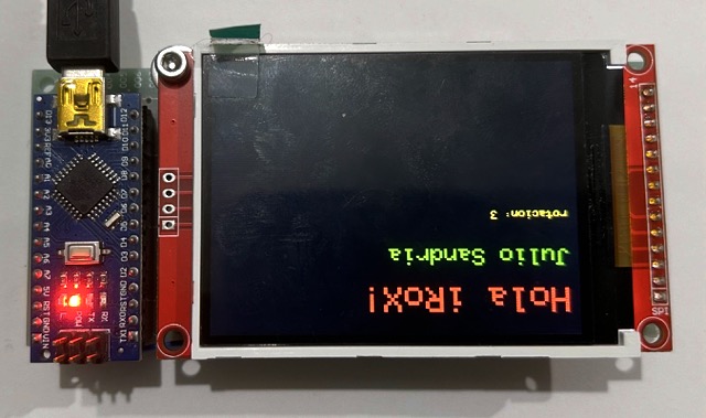 Texto en Pantalla 2.8 TFT con rotación 3.